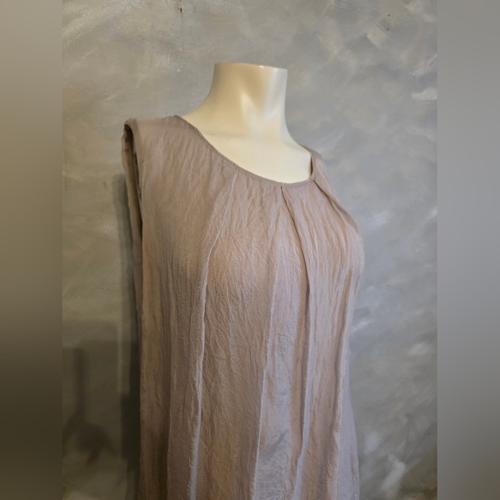 Amanti Made In Italy Lagenlook Swing Tank Tunic Mini Dress Lace Sz M (SILK?) - Picture 3 of 10